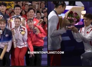 Congratulations to Zheng Siwei and Huang Yaqiong for their gold medal victory, and best wishes to Huang Yaqiong and Liu Yuchen on their engagement. (Photo: BadmintonPlanet.com)