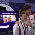 Liu Yuchen proposes to Huang Yaqiong at the 2024 Paris Olympics. (Photo: BadmintonPlanet.com)