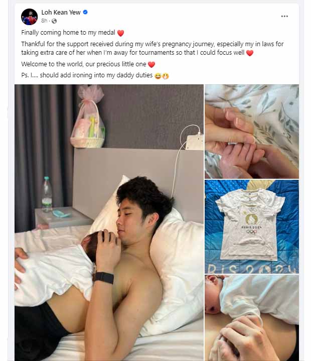 Congratulations to Loh Kean Yew on welcoming an adorable and sweet baby to his family! (Photo: Loh Kean Yew's Facebook) Congratulations to Loh Kean Yew on welcoming an adorable and sweet baby to his family! (Photo: Loh Kean Yew's Facebook)