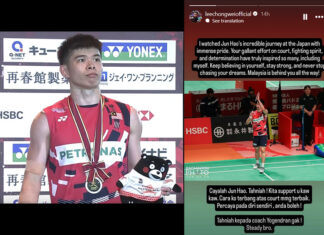 Lee Chong Wei praises Leong Jun Hao's fighting spirit in the 2024 Kumamoto Masters Japan. (Photo: Lee Chong Wei's IG, BWF)