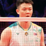 Lee Zii Jia spotted with an upside-down Malaysian flag on his jersey during the first group stage match at the 2024 BWF World Tour Finals. (Photo: BWF)