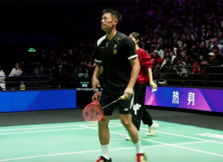 Lin Dan and badminton fans playing exhibition matches at the 2024 King Cup International Badminton Open. (Photo: King Cup)