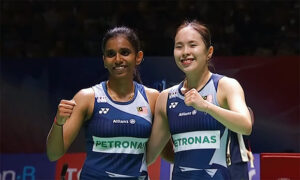 Pearly Tan and Thinaah Muralitharan are one match away from clinching their first BWF title of the season at the 2025 Thailand Open. (Photo: BWF)