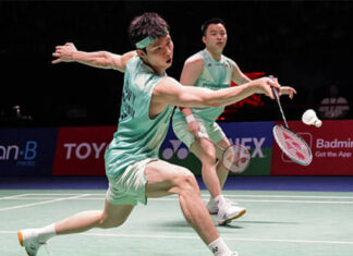 Aaron Chia and Soh Wooi Yik in action during their first-round match at the 2025 Malaysia Masters. (Photo: BWF)