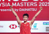 Li Shifeng celebrates after becoming the first Chinese men’s singles champion at the Malaysia Masters. (Photo: AFP)