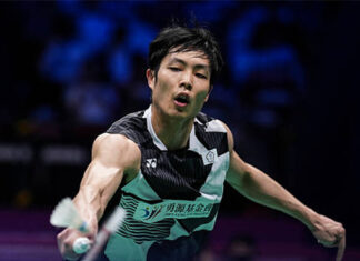 Chou Tien Chen moves one step closer to his fifth Taipei Open title after defeating Malaysia’s Aidil Sholeh. (Photo: Getty Images)