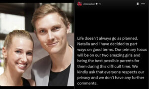 Viktor Axelsen and Natalia part ways after over a decade together, pledging to focus on raising their two young daughters with love and respect. (Photo: Internet/Viktor Axelsen's IG)