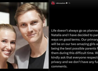 Viktor Axelsen and Natalia part ways after over a decade together, pledging to focus on raising their two young daughters with love and respect. (Photo: Internet/Viktor Axelsen's IG)