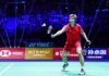 China’s Shi Yu Qi made a historic return to the World Championships final after seven years by defeating Canadian sensation Victor Lai. He will face Thailand’s Kunlavut Vitidsarn for the men's singles gold in Paris. (Photo: AFP)