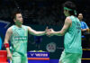 Aaron Chia and Soh Wooi Yik celebrating hard-fought win at 2025 China Masters. (Photo: AFP)