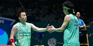 Aaron Chia and Soh Wooi Yik celebrating hard-fought win at 2025 China Masters. (Photo: AFP)