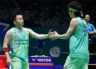 Aaron Chia and Soh Wooi Yik celebrating hard-fought win at 2025 China Masters. (Photo: AFP)