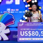 An Se Young celebrates her 2025 China Masters title at the podium. (Photo: AFP)