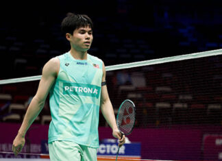 Justin Hoh beats Wang Zheng Xing at the first round of the 2025 Korea Open. (Photo: AFP)