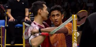 Jonatan Christie greets Alwi Farhan after their 2025 Korea Open semifinal battle. (Photo: BWF)