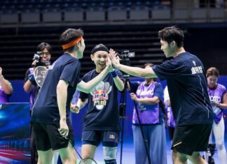 Tai Tzu Ying smiling on court during her Red Bull 3v3 comeback appearance in Kaohsiung. (Photo: Tai Tzu Ying IG)