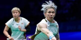 Chen Tang Jie and Toh Ee Wei celebrate their first-round win at the 2025 Denmark Open in Odense, Denmark. (Photo: AFP)