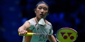 An Se Young celebrates after defeating Chen Yufei in the 2025 French Open semi-finals. (Photo: AFP)