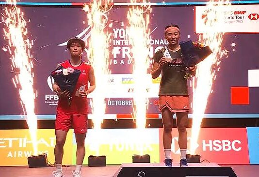An Se Young celebrates after winning the women’s singles final at the 2025 French Open in Paris. (Photo: AFP)