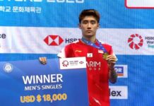 Jason Teh celebrates after winning the 2025 Korea Masters men’s singles title. (Photo: BWF)