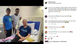 Yogendran Khrishnan and his wife, Sugita, visit Wong Tat Meng in Australia. (Photo: Wong Tat Meng's IG)