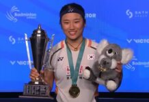 An Se Young celebrates her 10th title of the season at the 2025 Australian Open. (Photo: BWF)