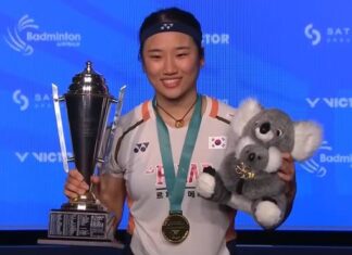 An Se Young celebrates her 10th title of the season at the 2025 Australian Open. (Photo: BWF)