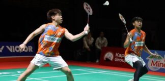 Kang Khai Xing and Aaron Tai advance to the second round of the 2025 SYED MODI India International. (Photo: Bernama)