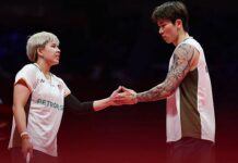Chen Tang Jie and Toh Ee Wei lose semi-final match at the 2025 BWF World Tour Finals in Hangzhou. (Photo: BWF)