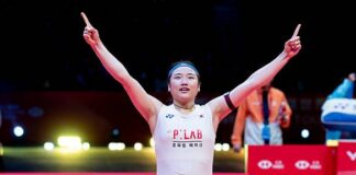 An Se Young celebrates after securing her 11th title of the 2025 season at the BWF World Tour Finals. (Photo: BWF)