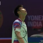 Singapore’s Loh Kean Yew pauses play and stares at the bird that pooped on his court during his second-round match against HS Prannoy at the 2026 India Open. (Photo: BWF)