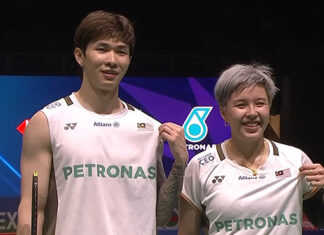 Chen Tang Jie and Toh Ee Wei celebrate after securing a straight-games victory at the 2026 Malaysia Open in front of home fans. (Photo: BWF)