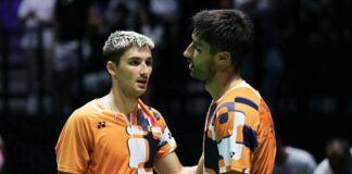 Christo Popov (L) and Toma Junior Popov reach the 2026 German Open badminton men’s singles final. (Photo: AFP)