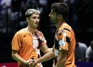 Christo Popov (L) and Toma Junior Popov reach the 2026 German Open badminton men’s singles final. (Photo: AFP)