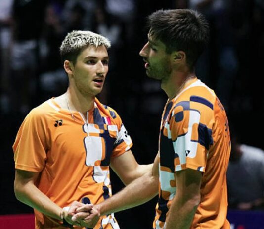 Christo Popov (L) and Toma Junior Popov reach the 2026 German Open badminton men’s singles final. (Photo: AFP)