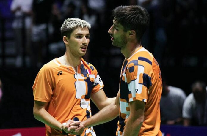 Christo Popov (L) and Toma Junior Popov reach the 2026 German Open badminton men’s singles final. (Photo: AFP)