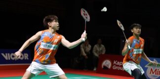 Aaron Tai/Kang Khai Xing Fall in 2026 Orléans Masters Second Round. (Photo: Bernama)