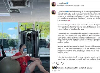 Pearly Tan Withdraws from Uber Cup 2026 Due to Recurring Back Injury. (Photo: Pearly Tan's IG)