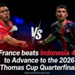 Christo Popov gives France early lead by beating Jonatan Christie 21-19, 21-14 in Thomas Cup badminton clash. (Photo: AFP)