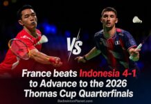 Christo Popov gives France early lead by beating Jonatan Christie 21-19, 21-14 in Thomas Cup badminton clash. (Photo: AFP)