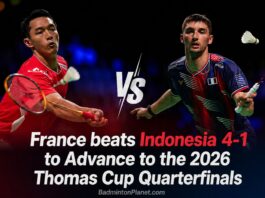 Christo Popov gives France early lead by beating Jonatan Christie 21-19, 21-14 in Thomas Cup badminton clash. (Photo: AFP)