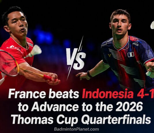 Christo Popov gives France early lead by beating Jonatan Christie 21-19, 21-14 in Thomas Cup badminton clash. (Photo: AFP)