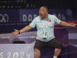 Zhang Jun, Olympic badminton gold medallist and president of the Chinese Badminton Association, during the 2024 Paris Olympics before being placed under investigation. (Photo: Xinhua)