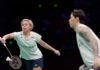 Malaysia’s top badminton mixed doubles pair Chen Tang Jie-Toh Ee Wei celebrate crucial victory at the 2026 Malaysia Masters in front of passionate home supporters. (Photo: AFP)