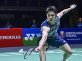 Eogene Ewe defeats Jason Teh Jia Heng to reach the 2026 Macau Open badminton men’s singles semifinals. (Photo: BWF)