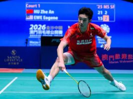 Hu Zhe An Beats Eogene Ewe to Reach Macau Open Final Hu Zhe An defeats Eogene Ewe to reach the Macau Open badminton men’s singles final. (Photo: Xinhua)