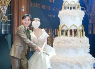Kento Momota celebrates his wedding with his wife at the same venue where he proposed. (Photo: Kento Momota's IG)