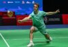 Alex Lanier defeats Anders Antonsen in the first round of the Indonesia Open badminton tournament in Jakarta. (Photo: AFP)