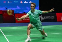 Alex Lanier defeats Anders Antonsen in the first round of the Indonesia Open badminton tournament in Jakarta. (Photo: AFP)