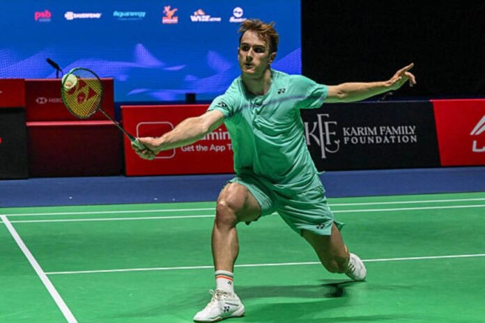 Alex Lanier defeats Anders Antonsen in the first round of the Indonesia Open badminton tournament in Jakarta. (Photo: AFP) Alex Lanier defeats Anders Antonsen in the first round of the Indonesia Open badminton tournament in Jakarta. (Photo: AFP)
